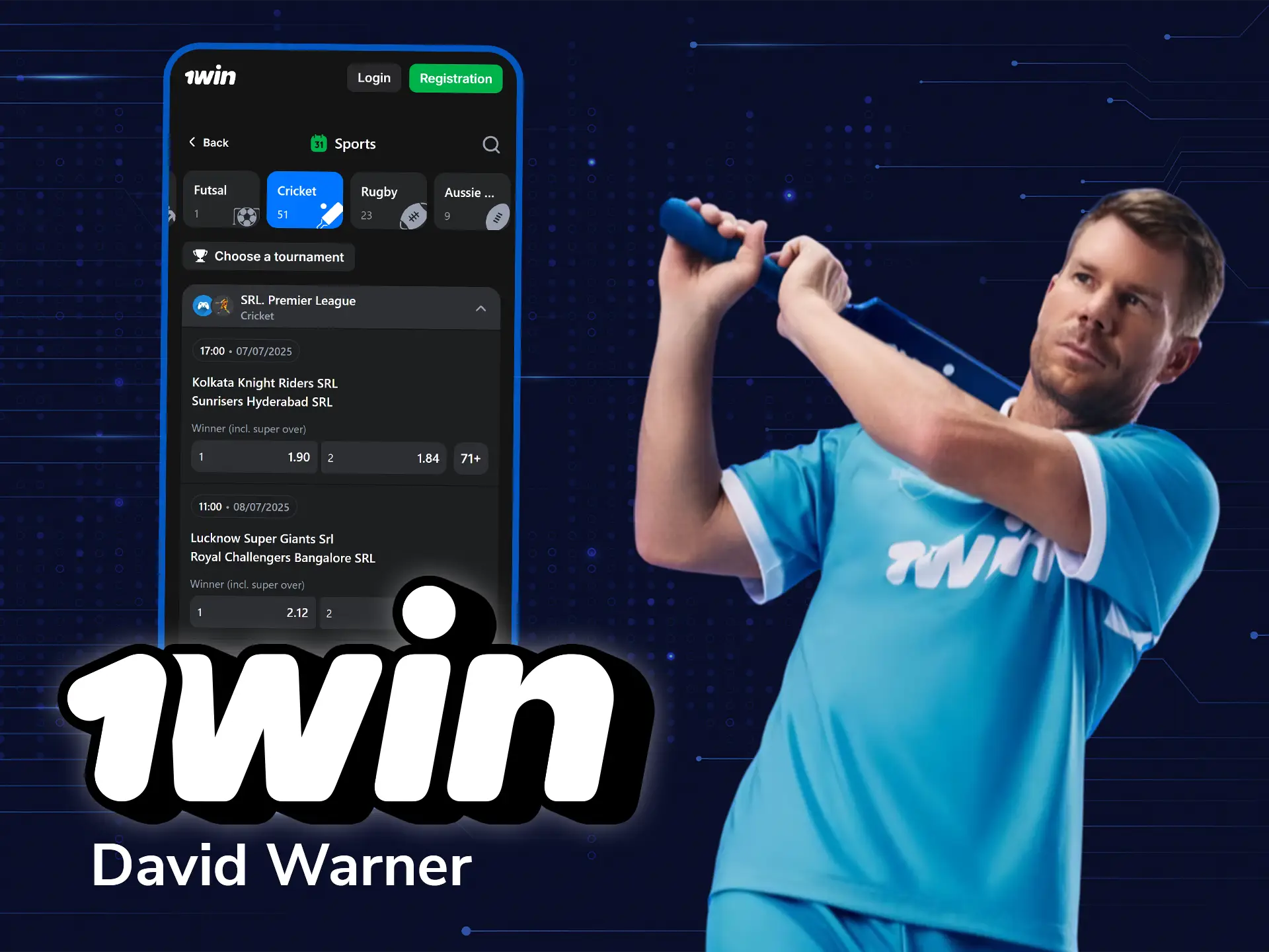 David Warner, 1win sports ambassador