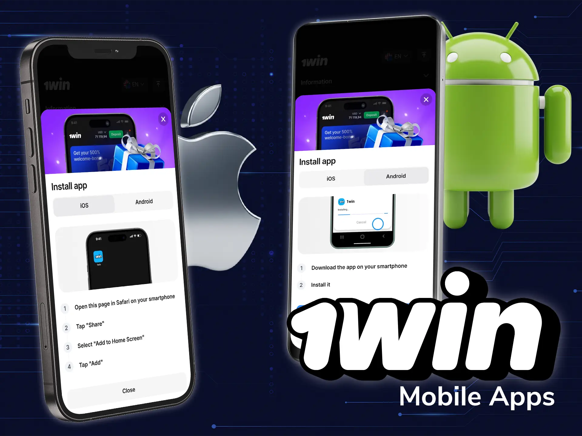 1win mobile app for sports and casino games