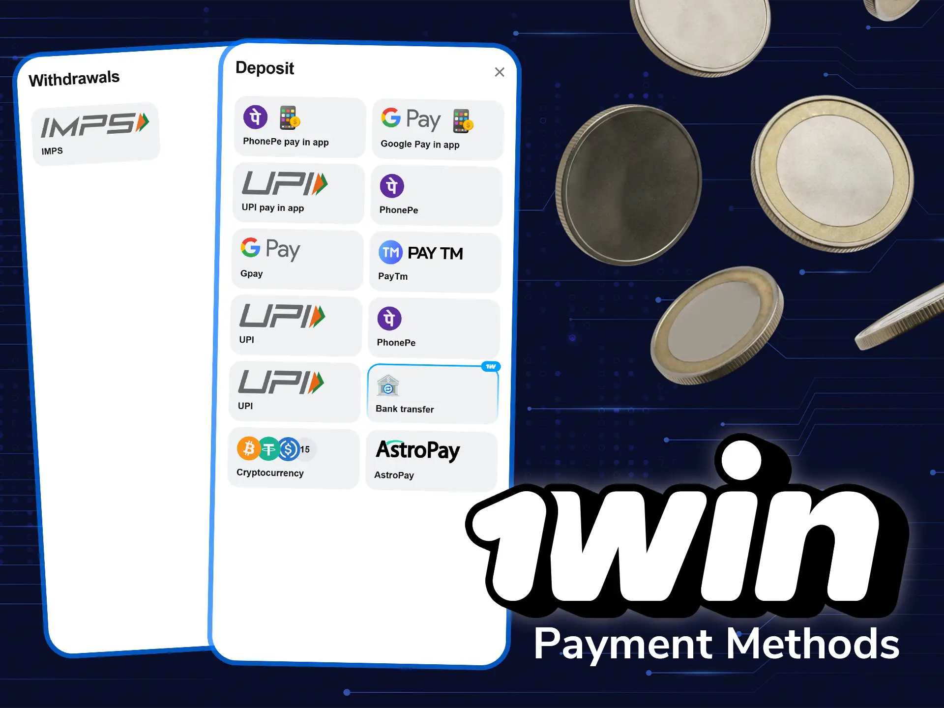 Payment transactions on 1win