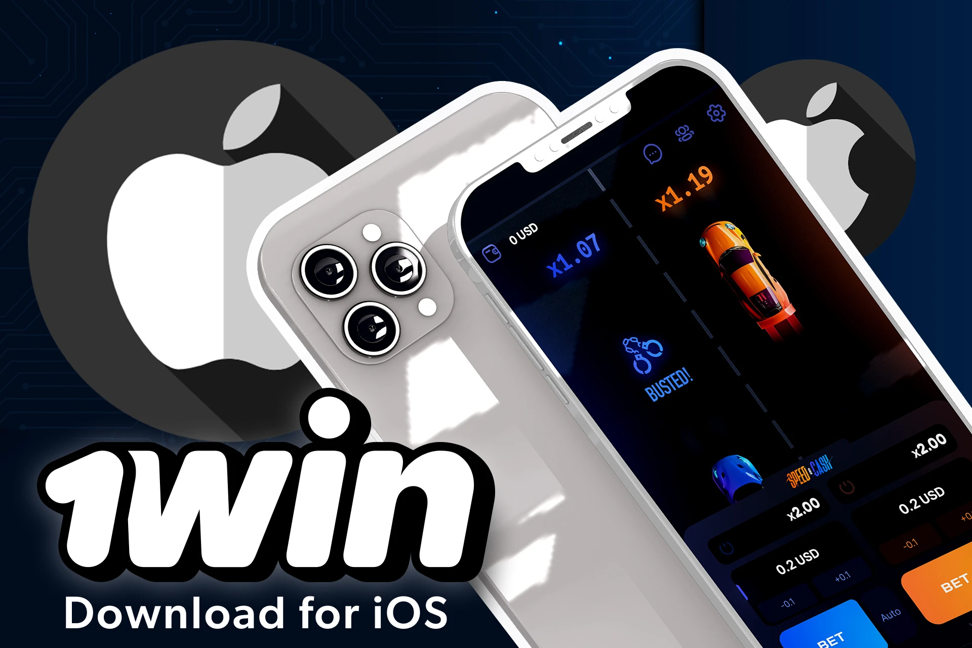 Install the 1win app on your iPhone and play Speed and Cash.